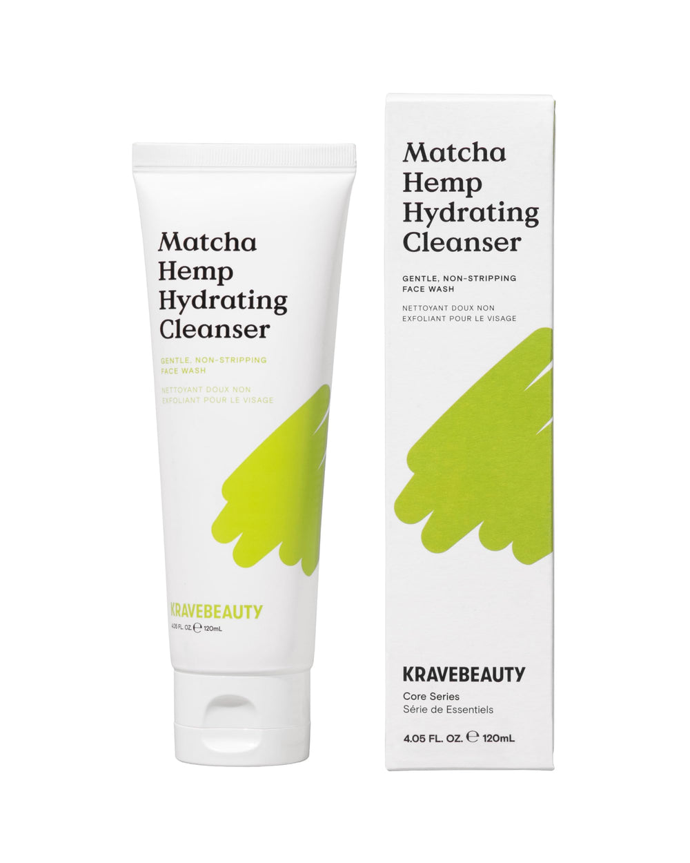 KraveBeauty Matcha Hemp Hydrating Cleanser bottle pours a gentle daily cleanse.
