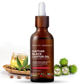 Kreyol Essence 2oz Haitian Black Castor Oil bottle—promotes thicker hair and natural shine.