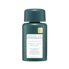 Kristin Ess Anytime Anywhere Milk Oil bottle ready for use, hydrating damaged hair.