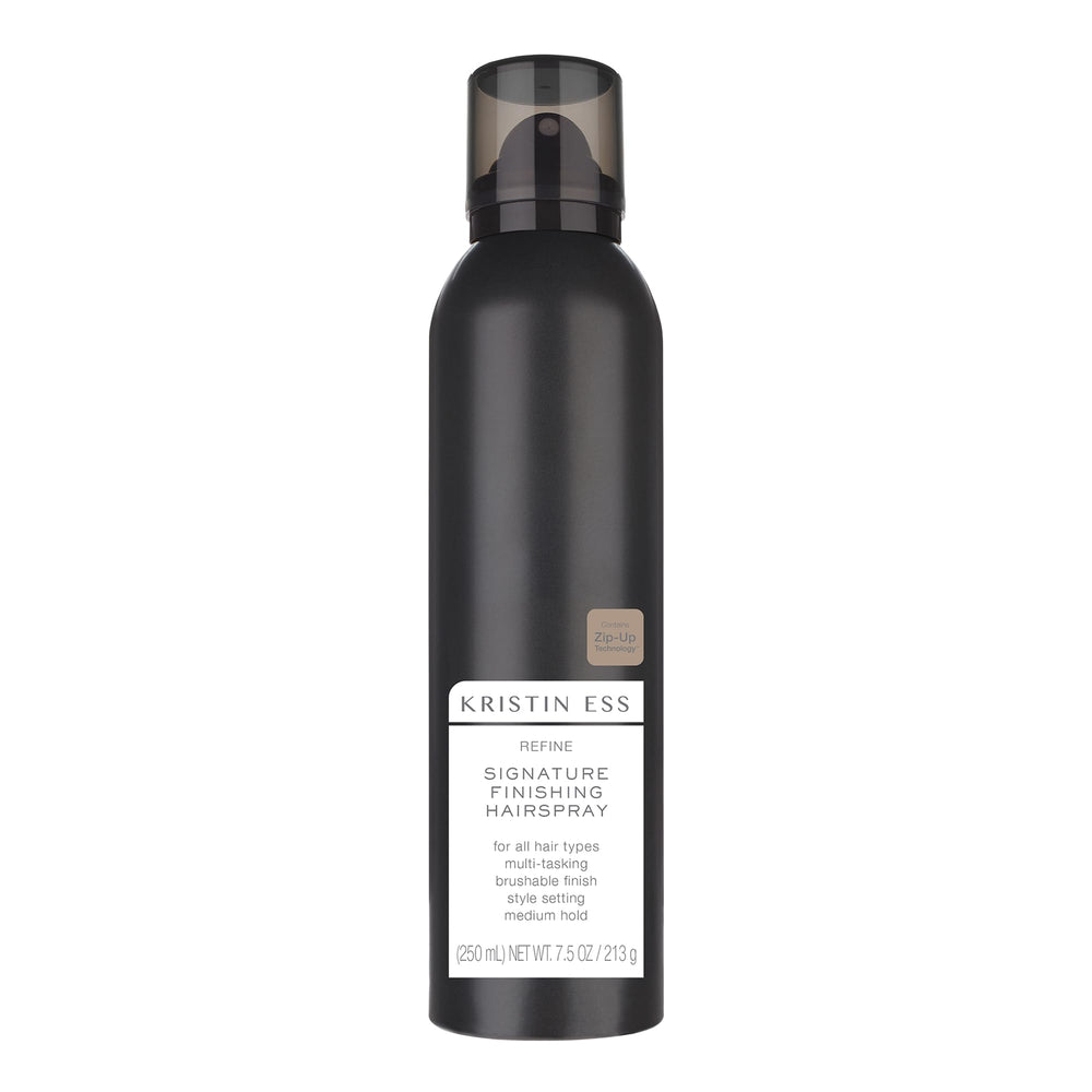 Kristin Ess Hair Refine Signature Finishing Hairspray shows dry-styling control for versatile everyday looks