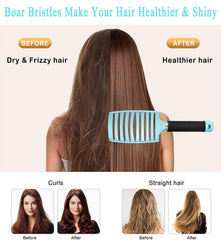 KTKUDY Detangling Brush boar bristles distribute oils for natural shine