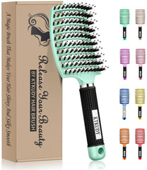KTKUDY detangling brush turquoise-handle for smooth detangling and comfort.