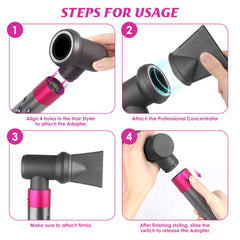 Kuflant magnetic attachment adapter enables fast, tool-free attachment swaps during styling.