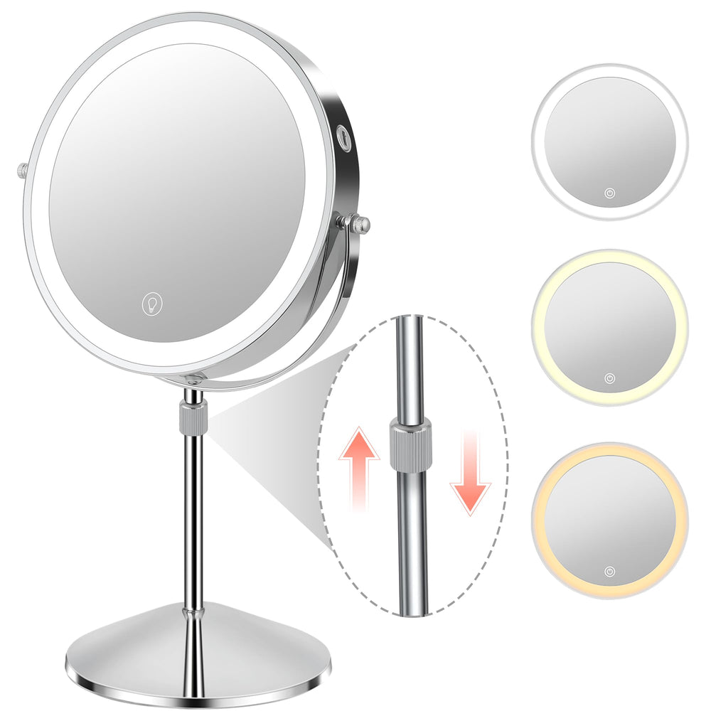 KuMers lighted makeup mirror 10x double sided for precise makeup application