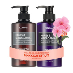 KUNDAL pink grapefruit shampoo bottle highlights hydrating formula for dry hair