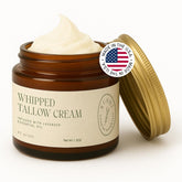 KUSHI grass-fed whipped tallow texture closeup shows deep hydration for dry skin