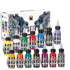 KVM tattoo ink set packaging reveals a 14-color kit for professional studio use.
