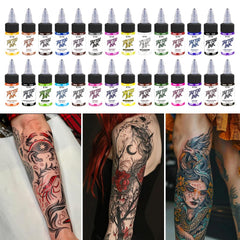 KVM tattoo ink smooth flow application highlights effortless shading and contouring on skin.