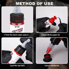 KVM tattoo ink vibrant colors swatches showcase high saturation for bold line work.