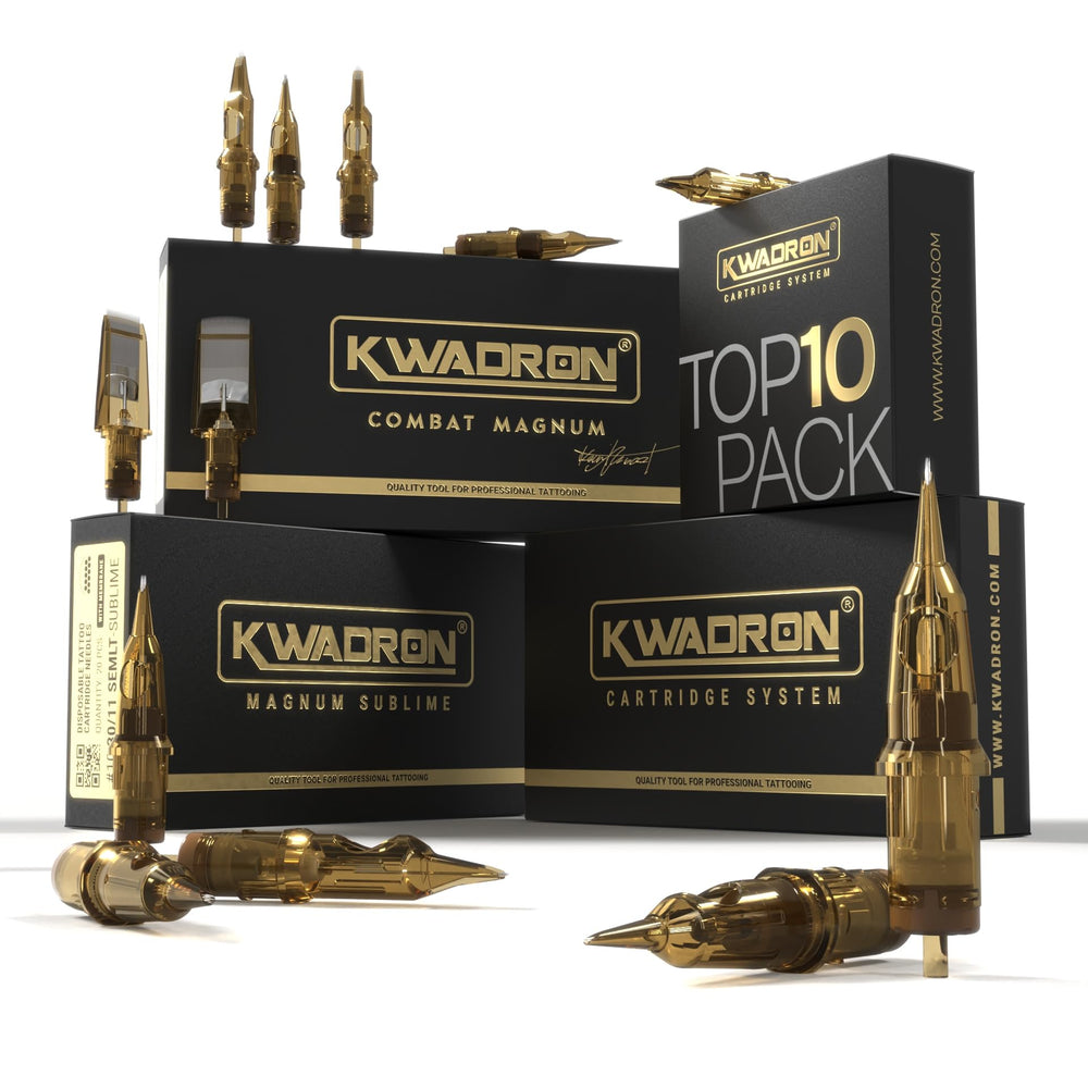 Kwadron tattoo needle cartridge box of 20 ready for professional use.