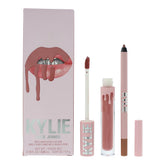 Kylie Cosmetics Matte Lip Kit 808 packaging shows compact duo for easy, on-the-go lip routines.