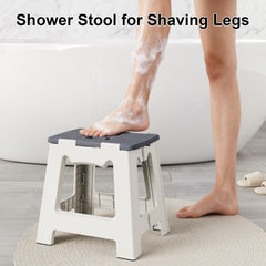 Kzeirm foldable shower stool waterproof-material shows durable, moisture-resistant construction for humid baths.