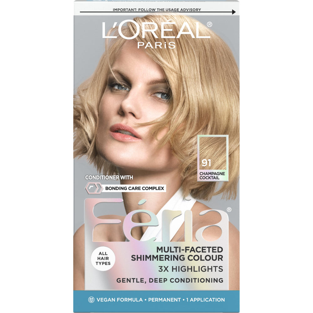 L'Oreal Paris Feria Champagne Cocktail application showing shimmering color for bold style
