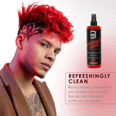 L3 Level 3 spray mist demonstrates refreshing post-shave application