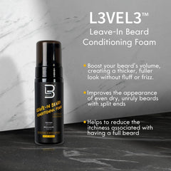 L3 Level 3 Beard Conditioner Foam texture closeup highlights lightweight, silky hydration.
