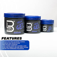 L3 Level 3 Cream Gel bottle highlights long-lasting shine for a polished look.