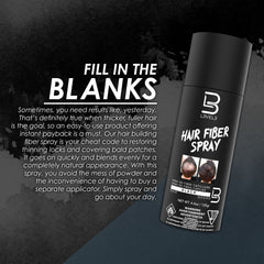 L3 Level 3 Black Hair Fiber Spray water resistance splash showing long-lasting coverage