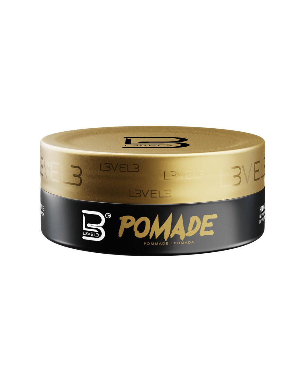 L3 Level 3 Pomade jar shows premium packaging and hold benefits