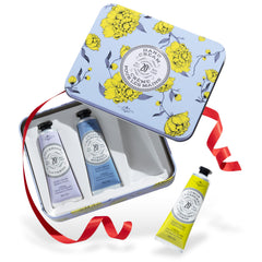 La Chatelaine hand cream trio tin packaging for gifting and daily pampering.