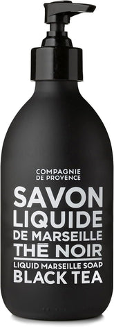 La Compagnie de Provence black tea bottle pump for luxurious hand wash.