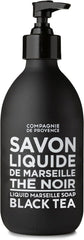La Compagnie de Provence black tea bottle pump for luxurious hand wash.
