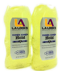 L.A. Looks Gel #9 Mega Mega yellow gel bottle delivers strong hold for bold hairstyles.
