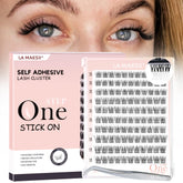 La Maesii packaging shows 120pcs clear-band lashes for quick, glue-free application.