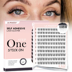 La Maesii packaging shows 120pcs clear-band lashes for quick, glue-free application.