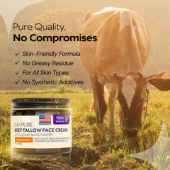 LA PURE Beef Tallow Face Cream with Aloe Vera and Grapeseed Oil demonstrates soothing hydration.