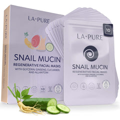 LA PURE Snail Mucin Mask pack front for deep hydration.