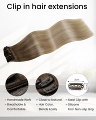 LaaVoo real human hair clip-ins offer silky texture for effortless styling.