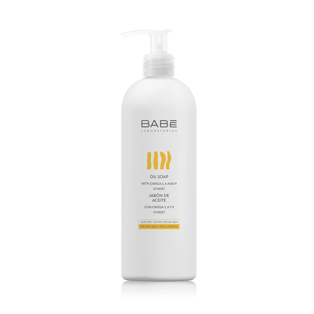 LABORATORIOS BABE Babe Laboratorios Oil Soap 500ml front bottle demonstrates gentle cleansing with skin hydration.