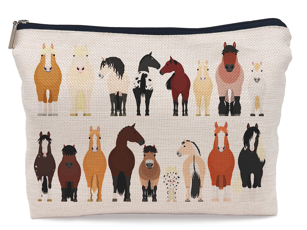 Lacosu horses makeup bag group shot with cartoon designs for horse lovers