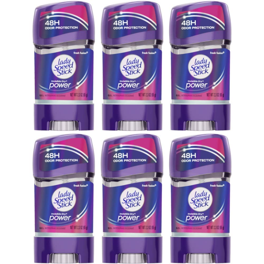 Lady Speed Stick Fresh Fusion gel bottle showing invisible, quick-drying protection.