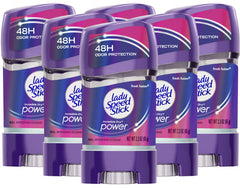 Lady Speed Stick Fresh Fusion gel bottle with clear texture for all-day freshness.