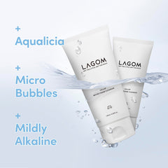 Lagom Cellup dense micro-bubble foam action demonstrates a gentle cleansing effect.