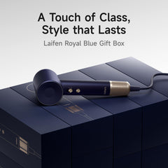 Laifen Premium Hair Dryer Royal Blue Smooth Nozzle enhances precise styling while drying.