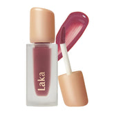 Laka Fruity Glam Tint glassy glow swatch on lips for radiant shine