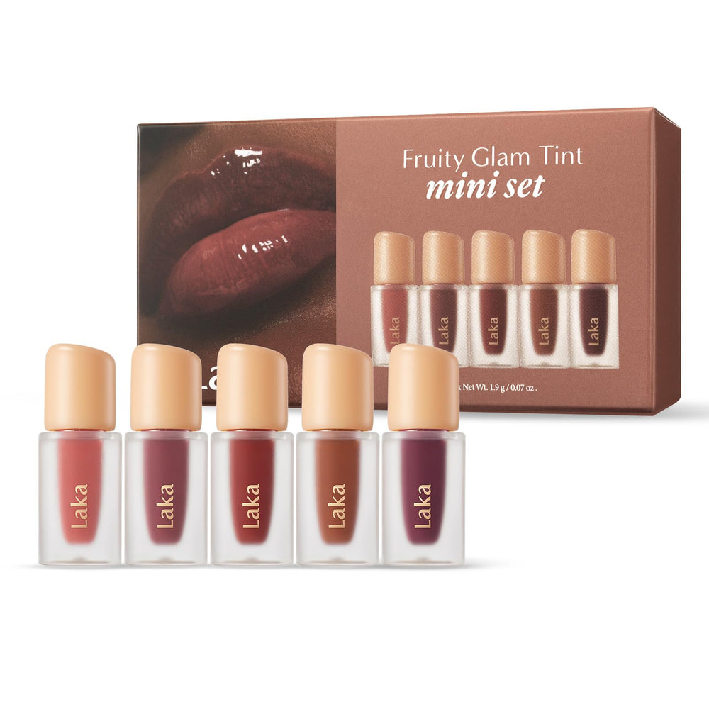 Laka Fruity Glam Tint Mini Set packaging shows gifting-ready presentation