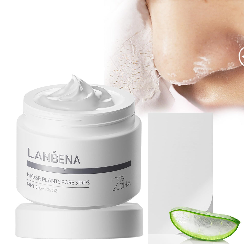 LANBENA 2.0 nose pore strips packaging highlights refillable brush kit for cleaner application.