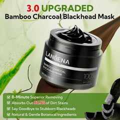 LANBENA bamboo charcoal mask liquid texture close-up illustrates a rich cleansing feel.