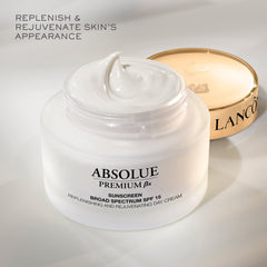 Lance9me Absolue Premium BX Day Cream packaging display highlights premium skincare.