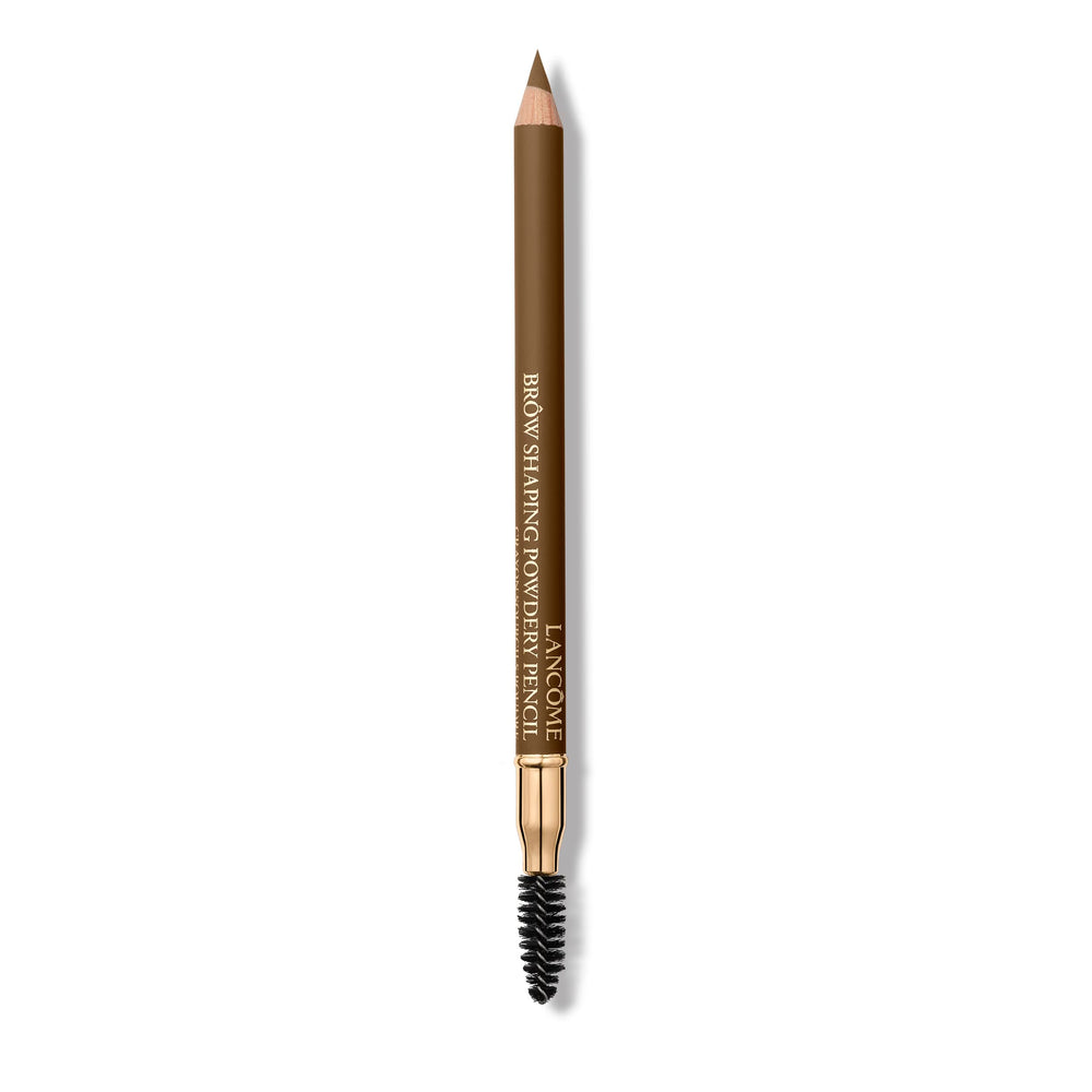 Lancôme Brow Shaping Powdery Eyebrow Pencil in 08 Dark Brown application close-up for natural definition.