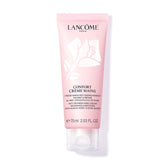 Lancôme Confort Hand Cream bottle close-up shows rich moisture for quick hydration.