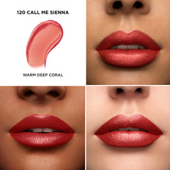 Lancôme L'Absolu Rouge lip swatch on skin reveals luminous cream finish.