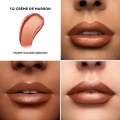 Lancôme L'Absolu Rouge crème de marron swatch shows creamy color payoff.