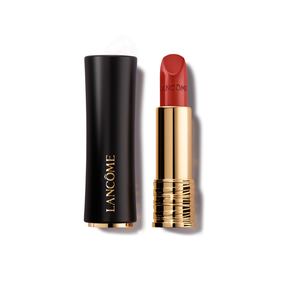 Lancôme L'Absolu Rouge French Cœur swatch shows rich color with smooth glide and longevity.