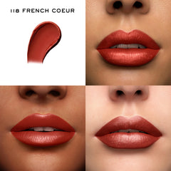 Lancôme L'Absolu Rouge creamy application closeup shows easy, comfortable wear.