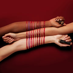 Lancôme L'Absolu Rouge Tendre Mirage glossy finish shot emphasizes luminous color.