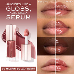 Lancôme Lip Idôle JuicyTreat jumbo applicator in action for smooth contouring.